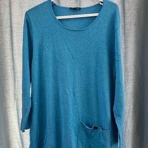 MARBLE Teal Long Sleeve Top with Pocket